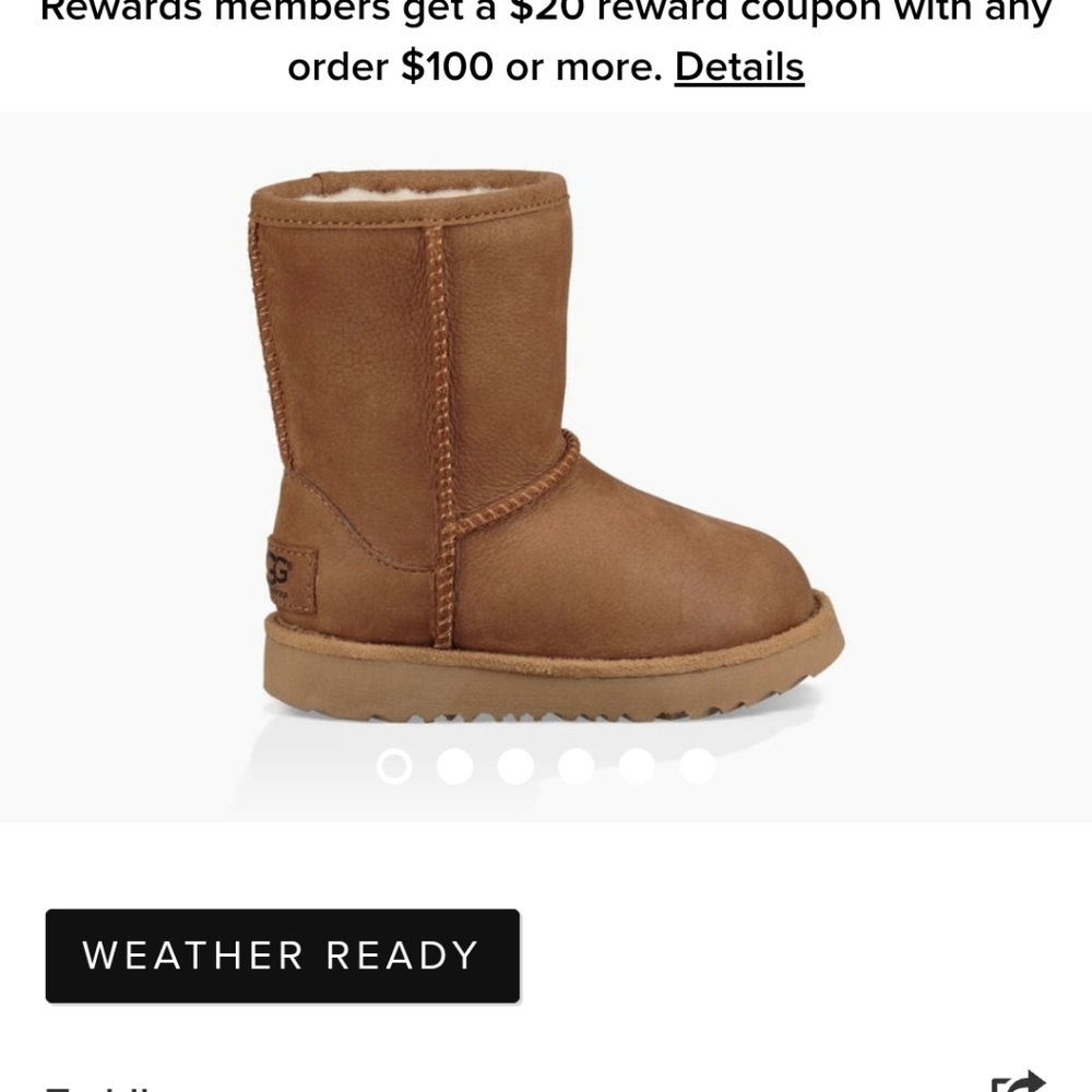 Toddler size 8 Uggs classic waterproof short boots